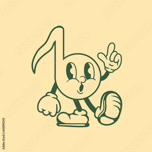 Vintage character design of musical note