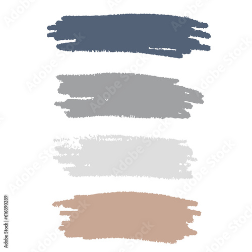 Black Marker Brush Ink Line Stroke Set, Isolated on white background. Grunge Texture.