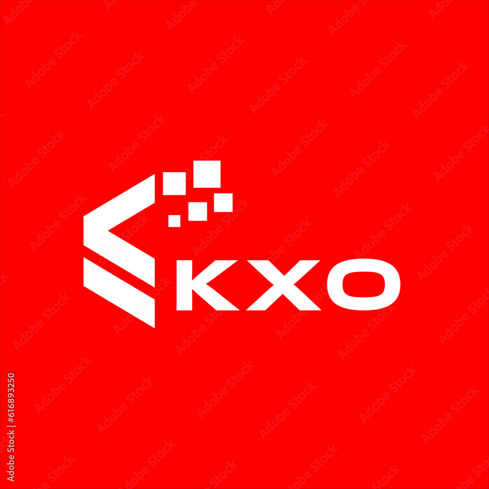 Obraz premium KYO letter technology logo design on red background. KYO creative initials letter IT logo concept. KYO setting shape design. 