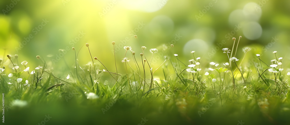 this is a green grass with white flowers Generated by AI