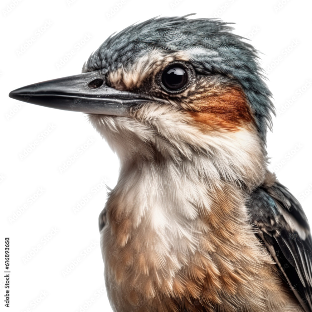 bird, face shot, portrait, isolated on transparent background cutout, generative ai.