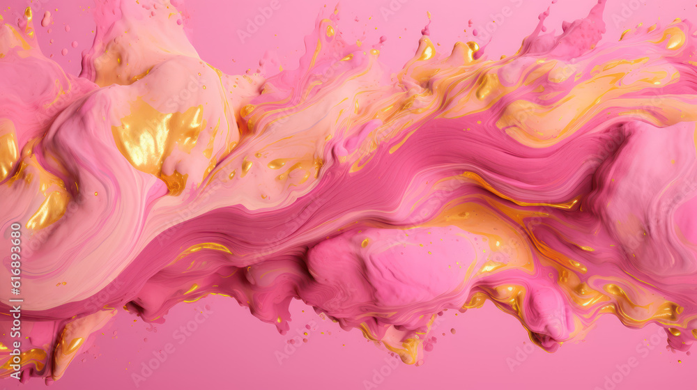Pink And Gold Ink With Liquify Effect Banner Background 