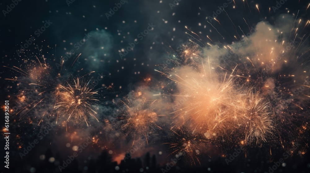 custom made wallpaper toronto digitalAbstract colored firework background with free space for text. Bright fireworks. Background festive night fireworks in the sky. generative ai