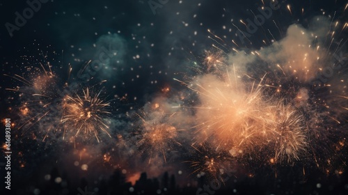 Wallpaper Mural Abstract colored firework background with free space for text. Bright fireworks. Background festive night fireworks in the sky. generative ai Torontodigital.ca