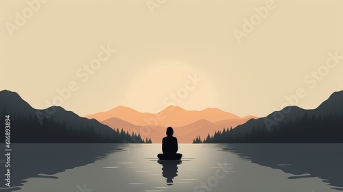 Serenity in Solitude  Minimalistic Illustrations Evoking Peaceful Mental States   generative ai