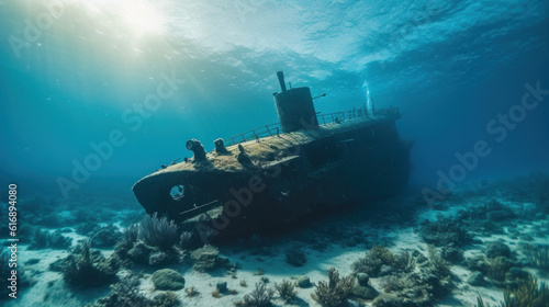 Submarine underwater Generative Ai © Dusica