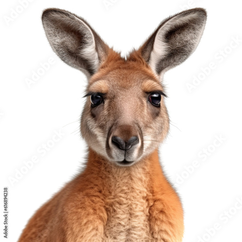 kangaroo, face shot, portrait, isolated on transparent background cutout, generative ai.