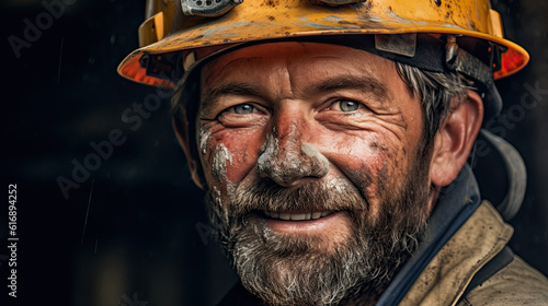Coal miner on a black background