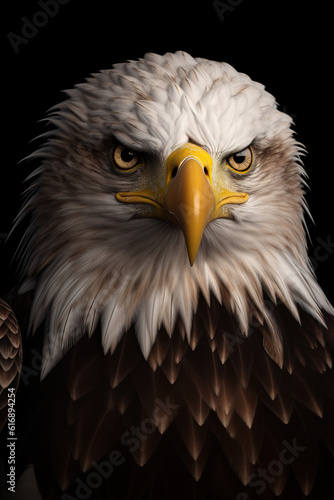 Stunning eagle portrait, realistic rim lighting, chiaroscuro.
