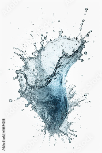  Pure blue water splash isolated on white background. Generative art.