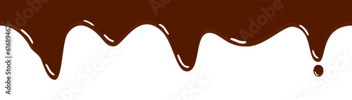 Melted chocolate on a white background. Chocolate dripping isolated on white background. Seamless Flat style vector illustration. flat design.