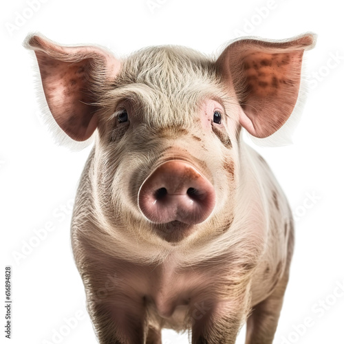 pig, face shot, portrait, isolated on transparent background cutout, generative ai.