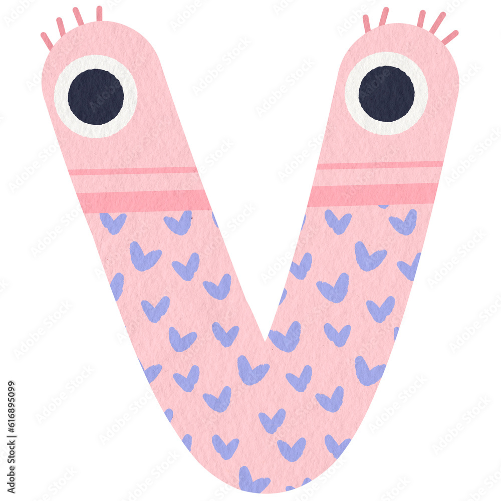 Monster lower case alphabet v Monster lower case alphabet v