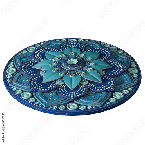 Cuadro en lienzo Painted Metal Mandala on White Background. 3D rendering