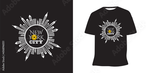 New York City typography with city lines t shirt design Premium vector