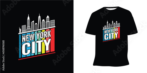 Newyork city silhouette t shirt design Premium vector
