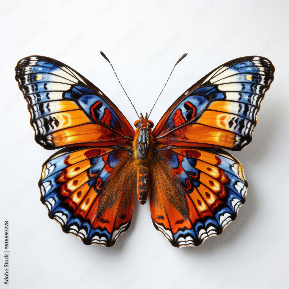 Fototapeta premium A Painted Lady Butterfly (Vanessa cardui) top-down view.