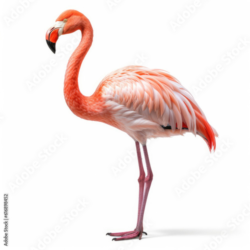 A vibrant Flamingo  Phoenicopterus  showcasing its pink feathers.