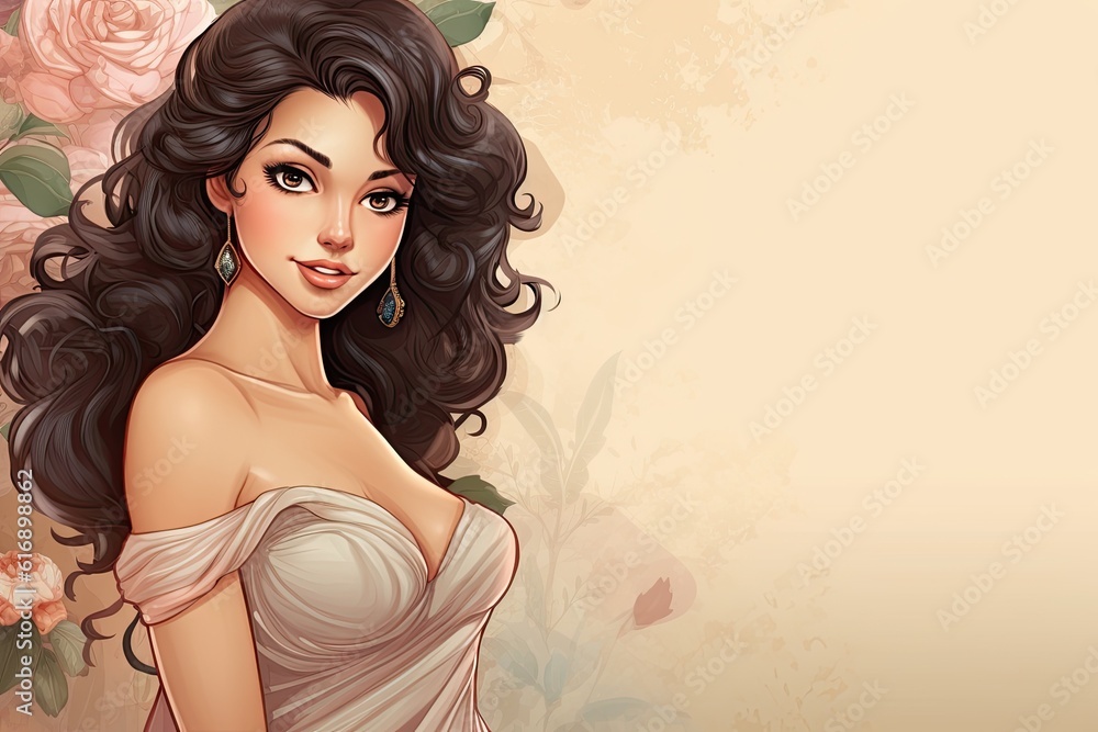 A Romantic Dreamy Fantasy Illustration Background of a Woman - Dreamweaver's Muse Enchanting Fantasy Art of a Woman Wallpaper created with Generative AI Technology