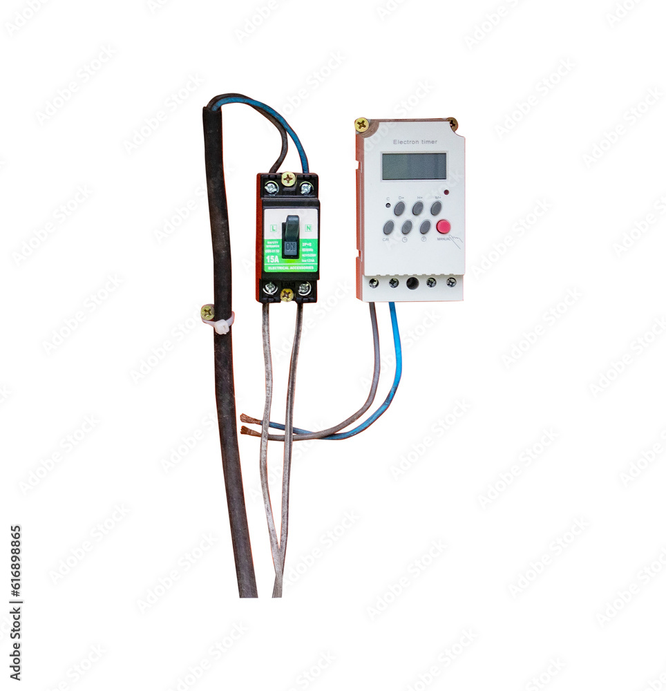 old small breaker electrical is damaged circuit board with wires isolated on cut out PNG. Temporary distribution electric control. Main substation power button to distribute electricity supply. old small breaker electrical is damaged circuit board with wires isolated on cut out PNG. Temporary distribution electric control. Main substation power button to distribute electricity supply.