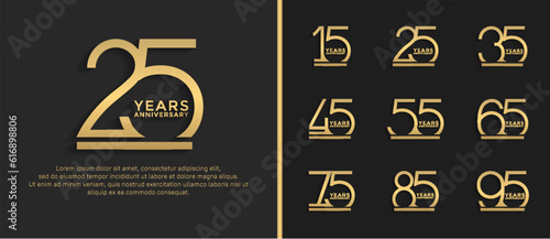 set of anniversary logo golden color on brown background for celebration moment