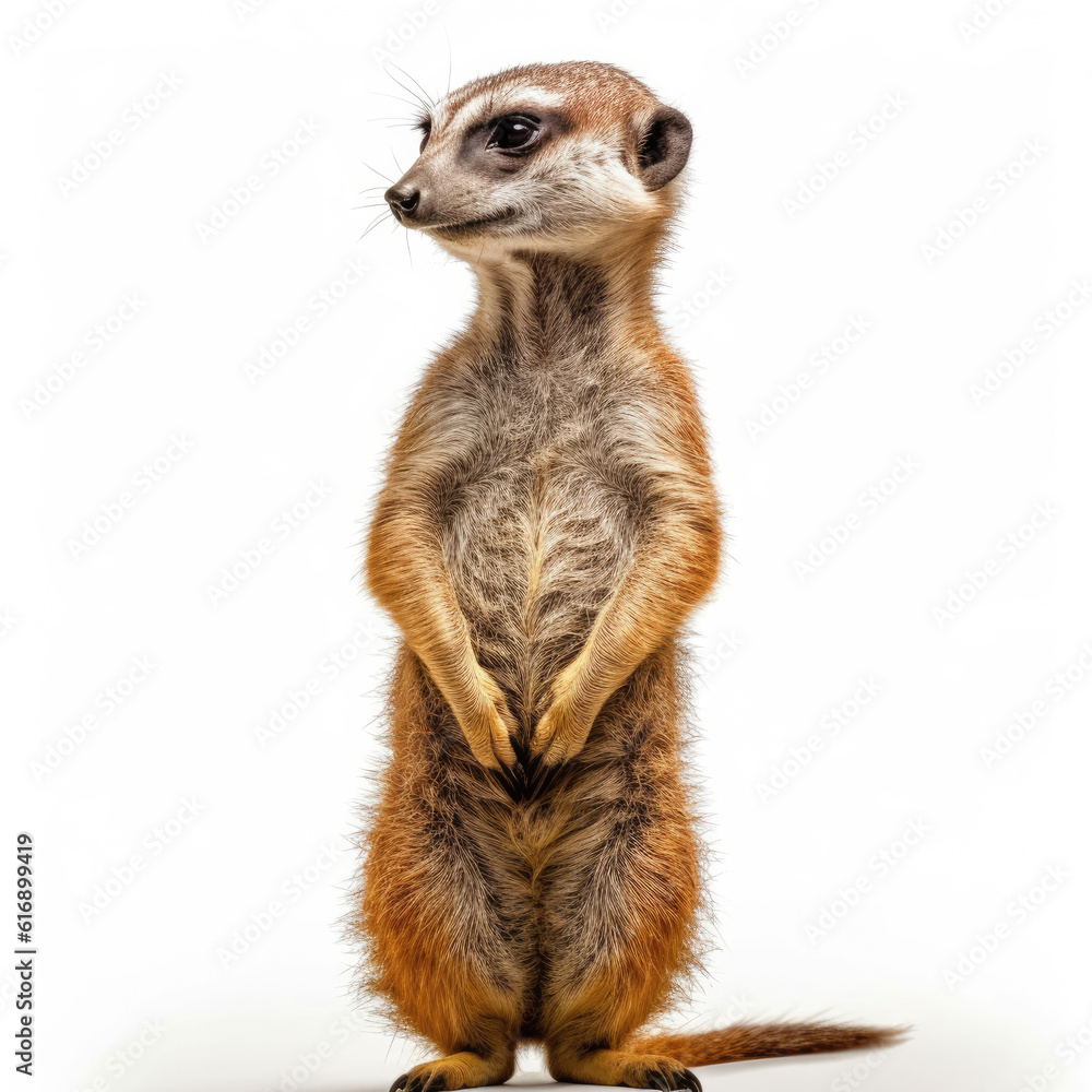 A pensive Meerkat (Suricata suricatta) standing upright. A pensive Meerkat (Suricata suricatta) standing upright.