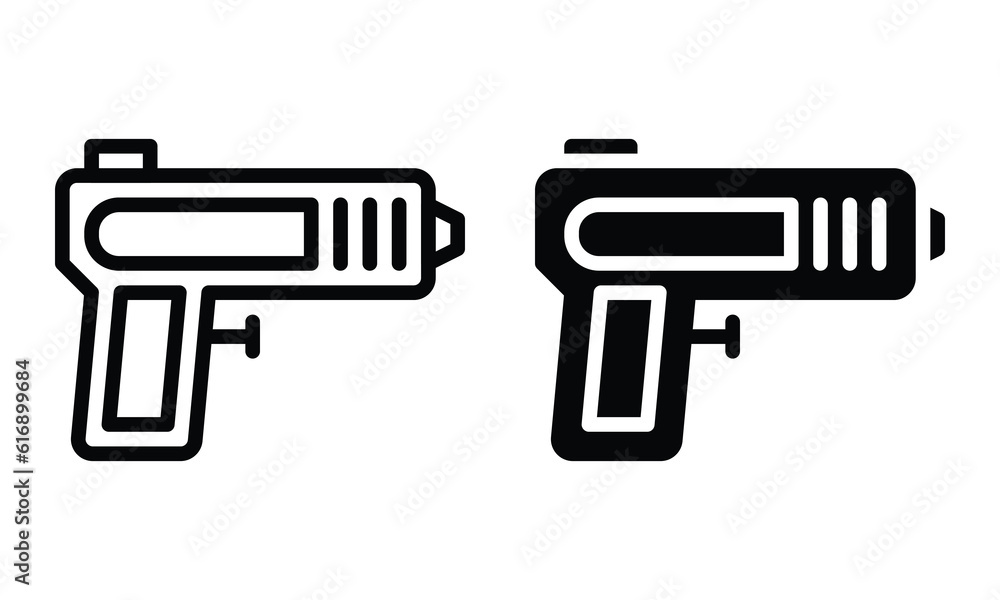 Water gun icon with outline and glyph style.