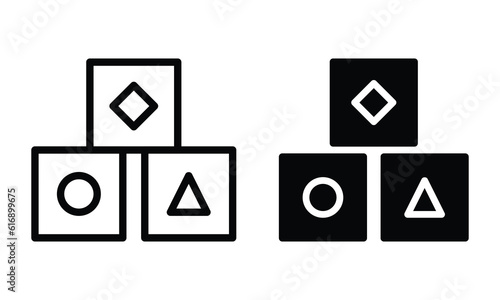 Toy blocks icon with outline and glyph style.