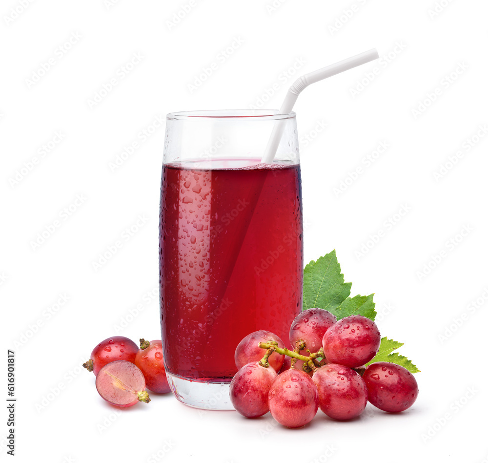 Cool grape juice with grape fruits isolated on white background. Cool grape juice with grape fruits isolated on white background.