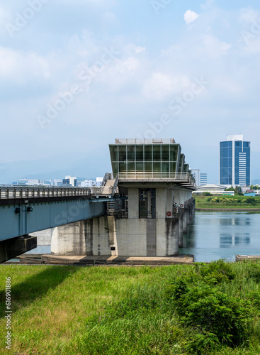 神奈川県を流れる相模川の風景 相模川大堰
