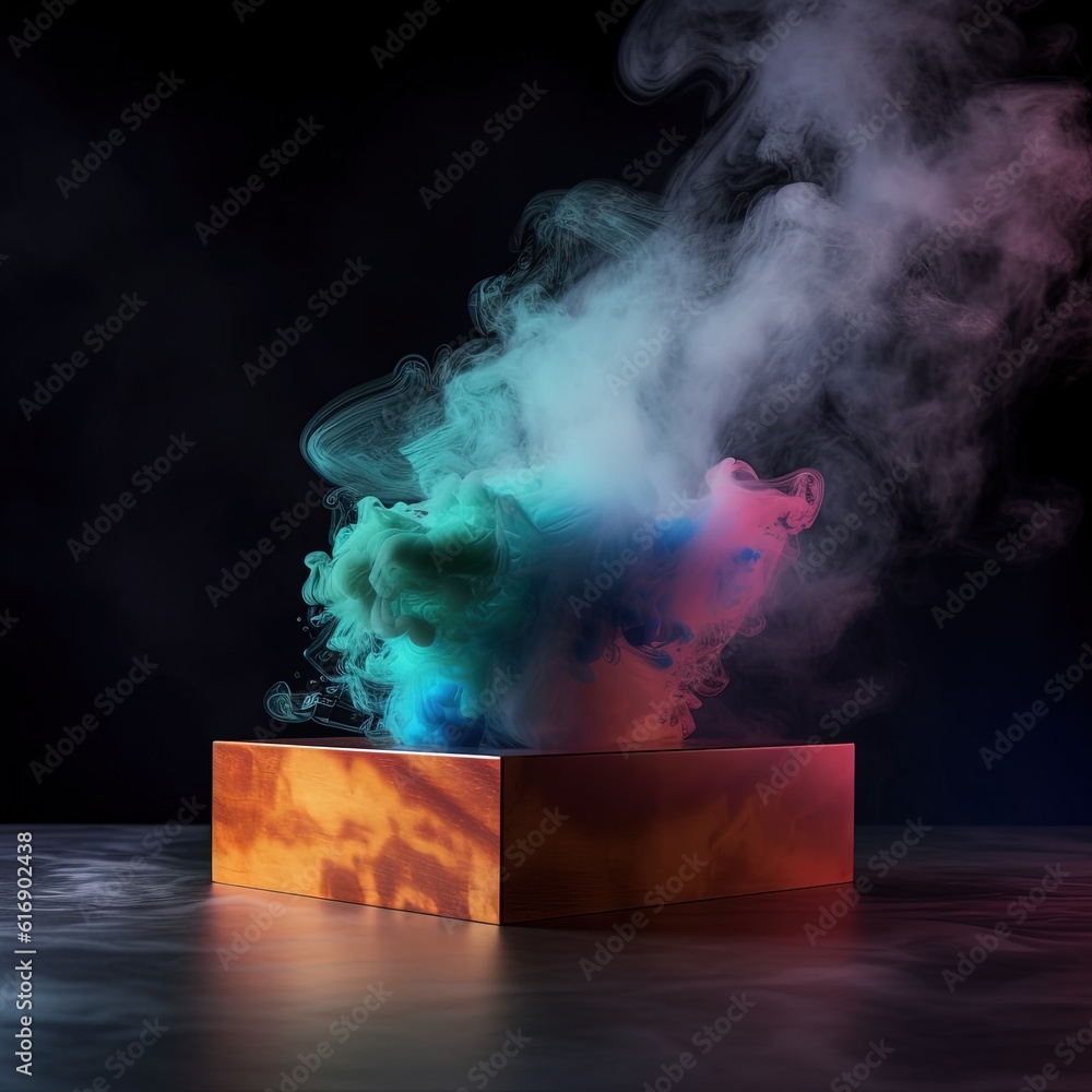 a podium and smoke coming out of it, Generative AI