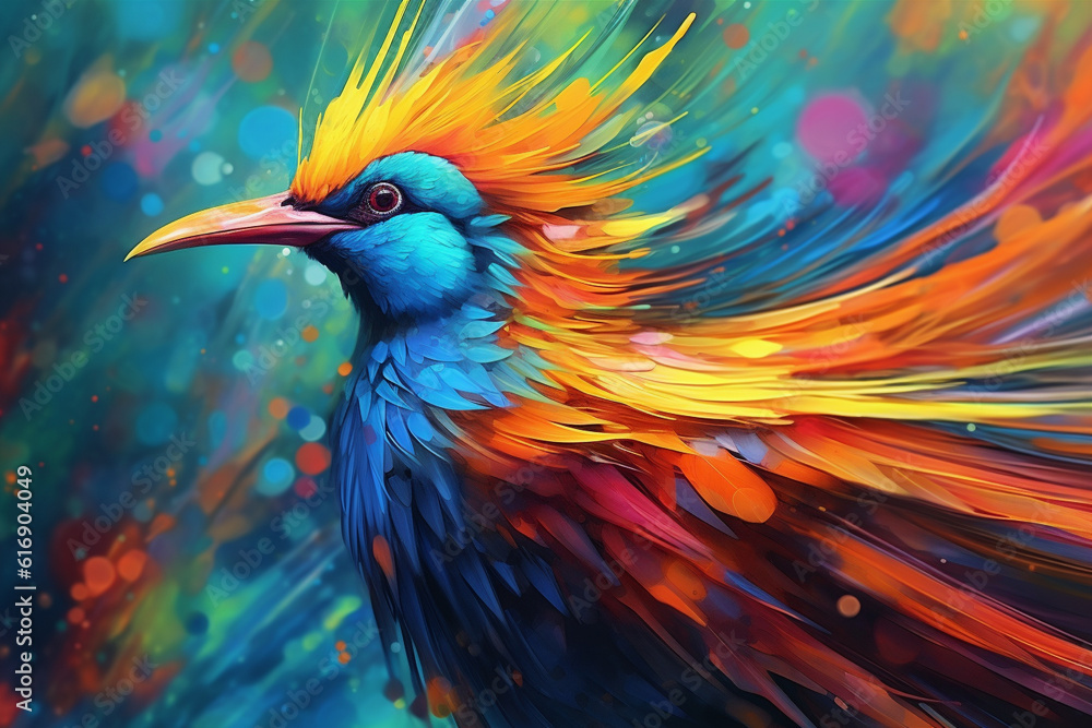 Fototapeta premium Vibrant and bright and colorful animal portrait poster. AI generated