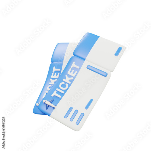 ticket airplane travel 3d icon illustration