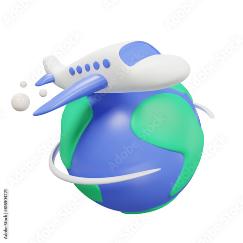 travel on plane travel 3d icon illustration