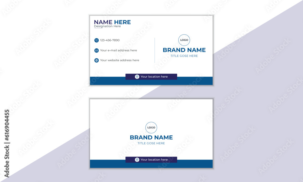 Business Card, Simple Creative Business Card Template, Personal Business Card Layout, Simple Flat Creative and Clean Design, Double-Sided Rectangle Size Business Card Mockup, Visiting Card design.