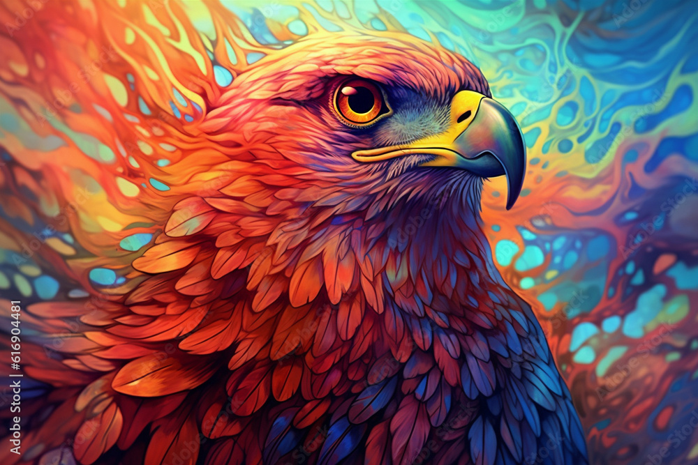 Fototapeta premium Vibrant and bright and colorful animal portrait poster. AI generated