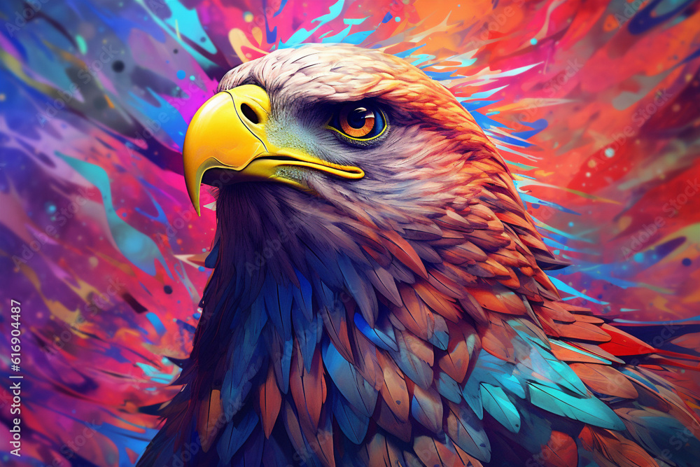 Obraz premium Vibrant and bright and colorful animal portrait poster. AI generated