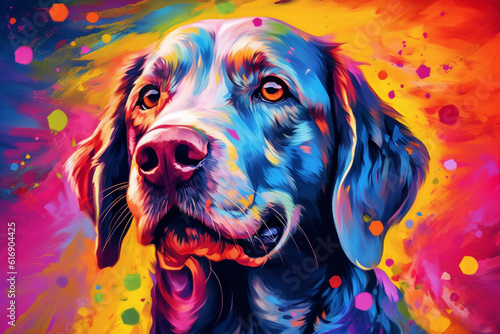 Vibrant and bright and colorful animal portrait poster. AI generated photo