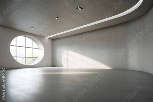White empty room mock-up with brown curtain  white door and wood floor. 3D illustration   Modern living room interior with blank space and empty wall  Generative AI
