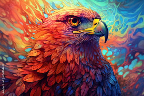Vibrant and bright and colorful animal portrait poster. AI generated