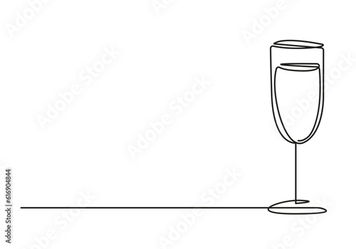 Continuous Line Drawing of Wine Glass Trendy Minimalist Illustration. Glass for Wine One Line Abstract Drawing. Minimalist Contour Drawing for Modern Design. Vector EPS 10. 