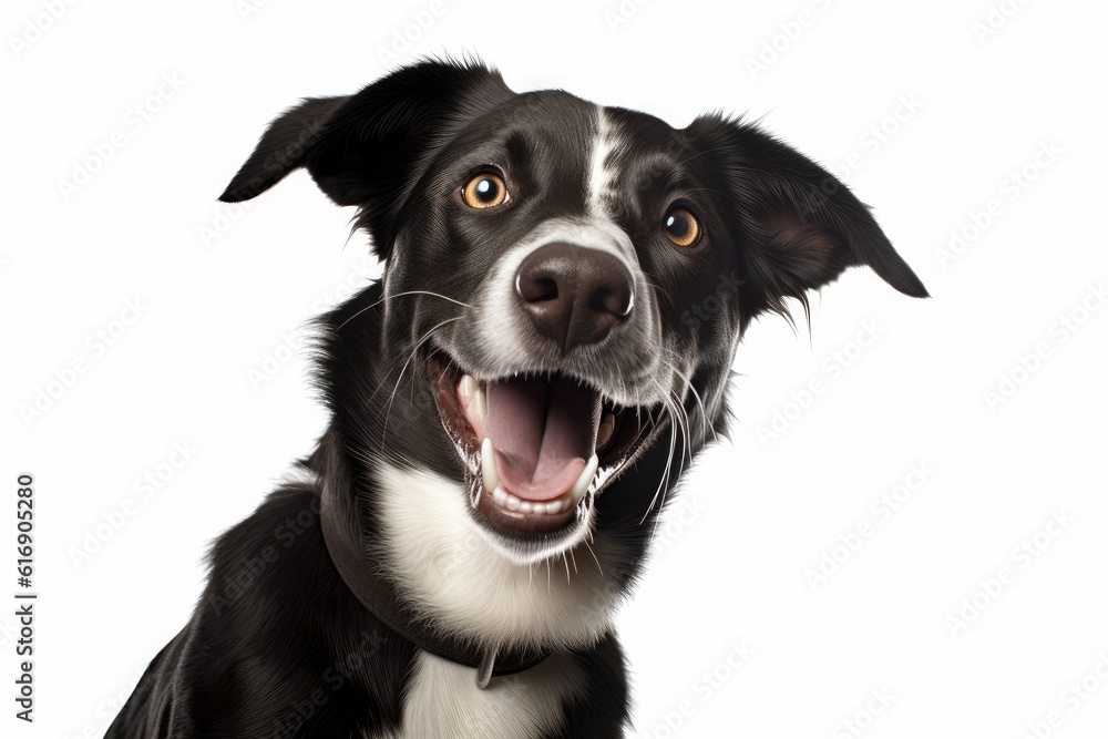 happy smiling dog white background happy smiling dog white background