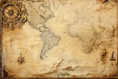 Vintage Map on Aged Paper Background