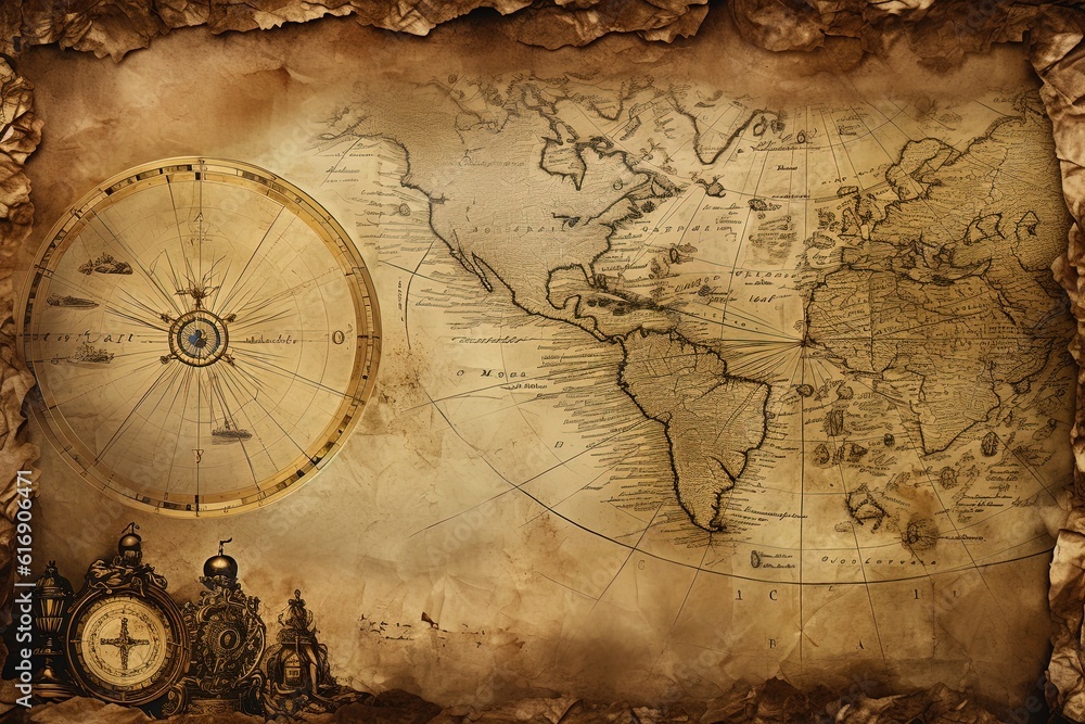 Naklejka premium Vintage Map on Aged Paper Background