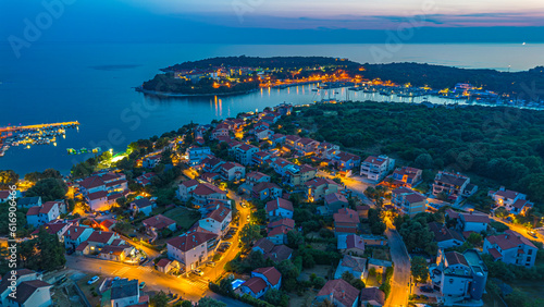 Sunset aerial view of Croatian village. Istria photo