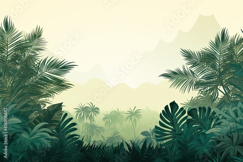 Tropical Foliage Silhouette on Light Base