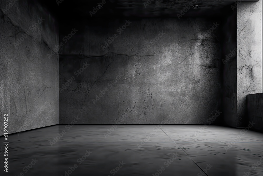 Dark black and gray abstract cement wall and interior textured studio room for product display. Wall background Dark black and gray abstract cement wall and interior textured studio room for product display. Wall background