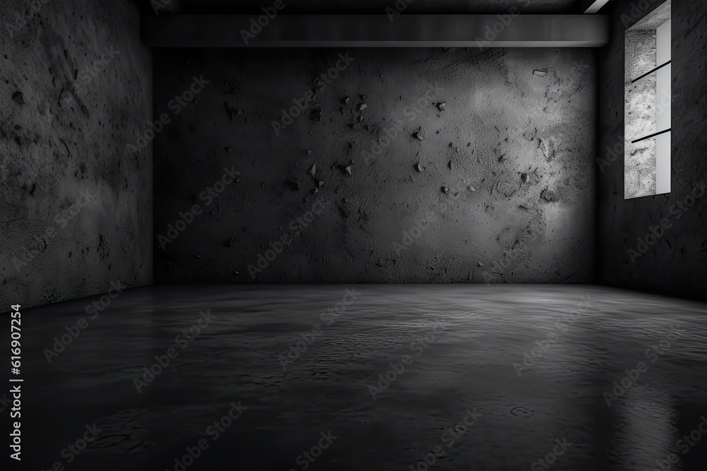Dark black and gray abstract cement wall and interior textured studio room for product display. Wall background Dark black and gray abstract cement wall and interior textured studio room for product display. Wall background