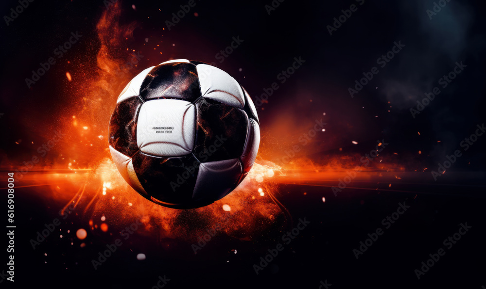 Naklejka premium Football Advertising Background, Soccer Tournament Competition and Training For Social Media Post. Generative Ai