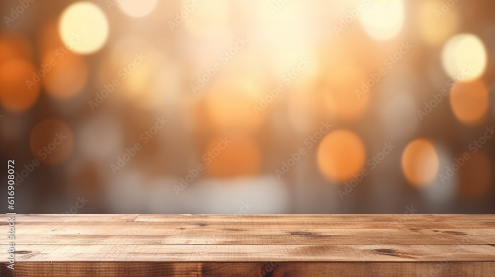 tabletop on a blurry background warmer colors of the autumn park abstract platform. Generative AI tabletop on a blurry background warmer colors of the autumn park abstract platform. Generative AI